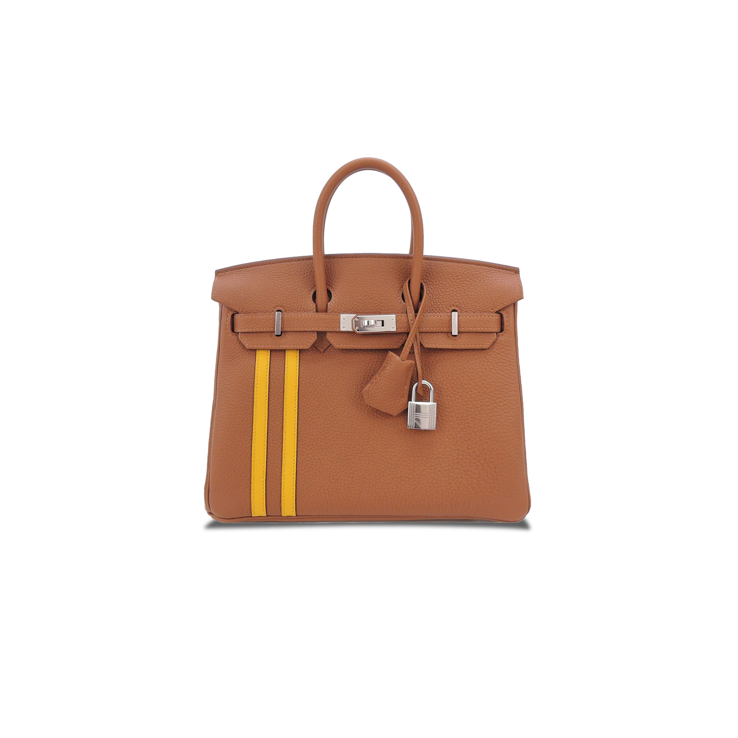 HERMES BIRKIN 25 TOGO LEATHER GOLDEN BROWN AMBER YELLOW SILVER BUCKLE BAG 1826222107982 (25*20*13cm)